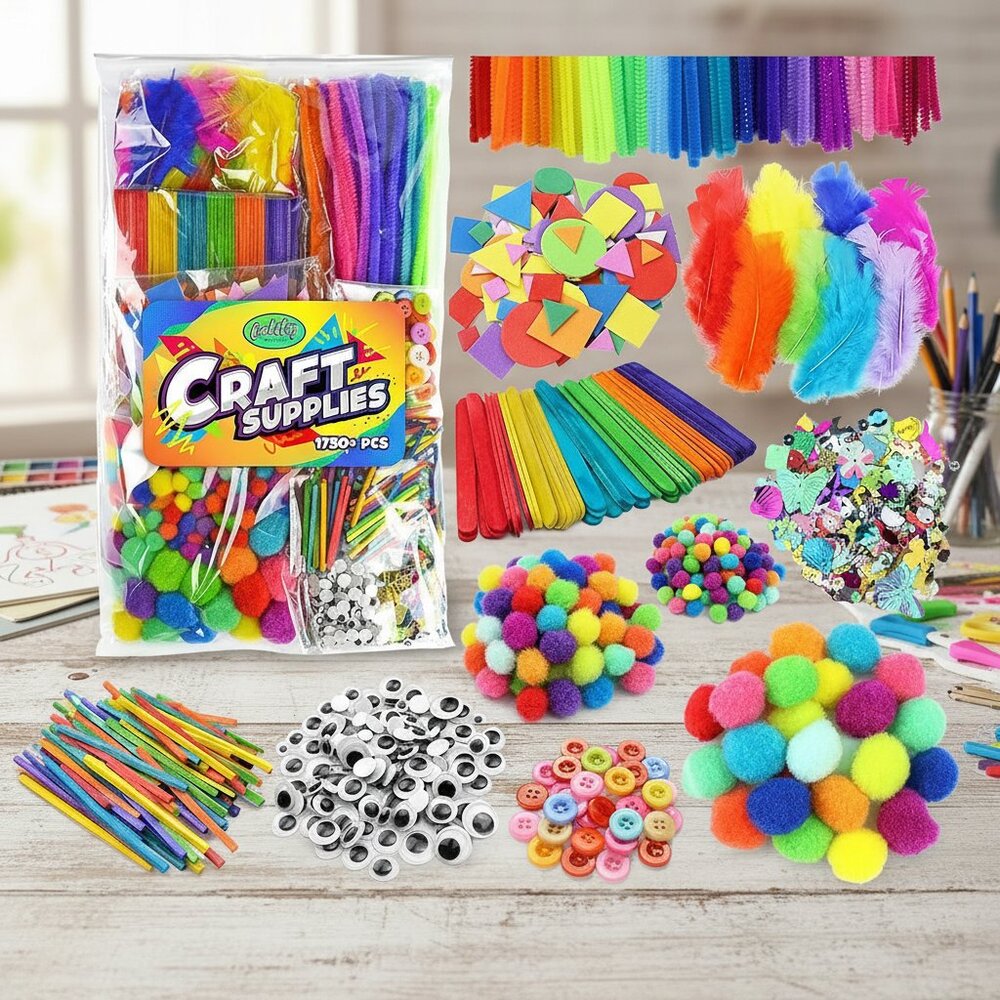 Arts & Crafts Supplies Kits & Materials Set for Kids, Toddler
